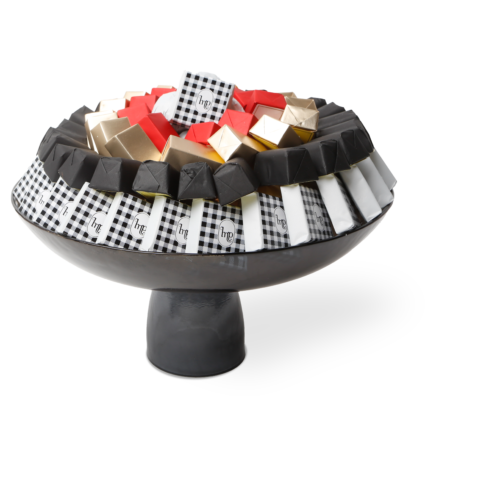 Coupe sur pieds Moulin Rouge  en verre duo noir et or