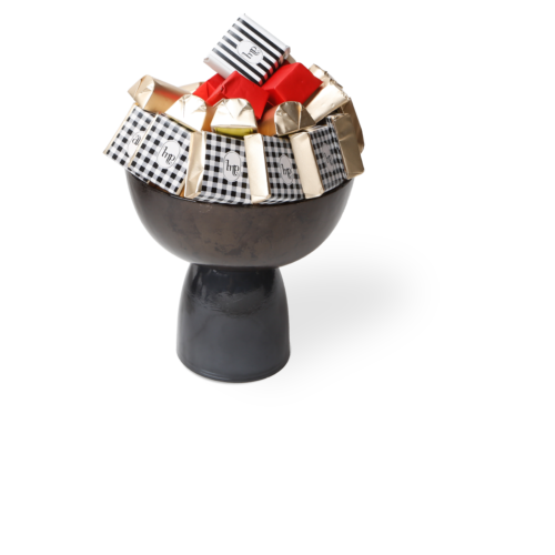 Coupe sur pieds Moulin Rouge  en verre duo noir et or