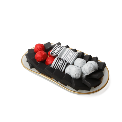Plat Moulin Rouge en verre aux lignes épurées couleur blanc neige 600g